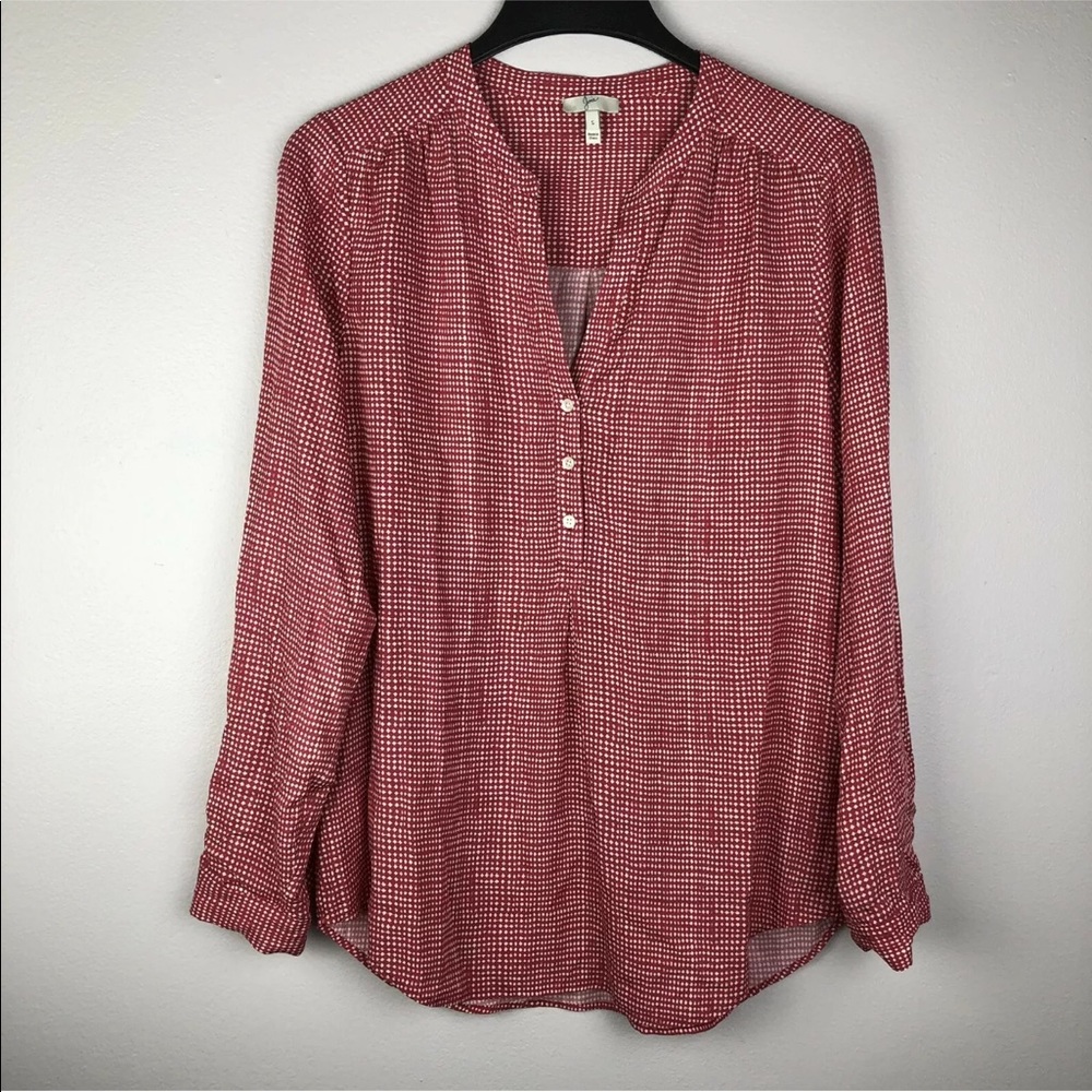 Joie Diamond Tie Dye Popover Blouse Long Sleeve